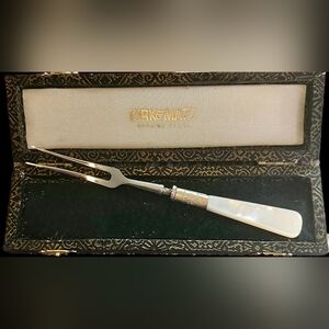 Vintage Kirk & Matz Geniune Pearl Stainless Steel Serving Fork